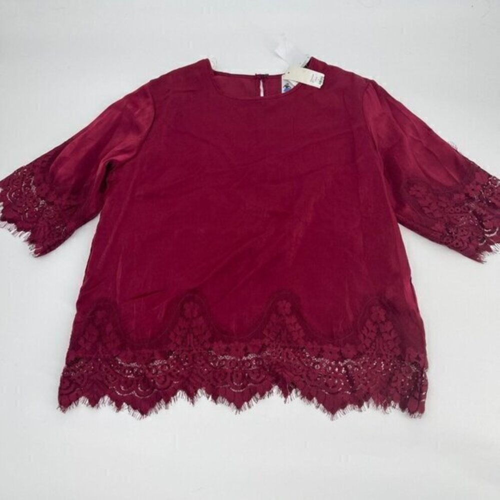 Society Girl Francescas Top Large Womens Red Lace Casual Boho Knit Ladies New